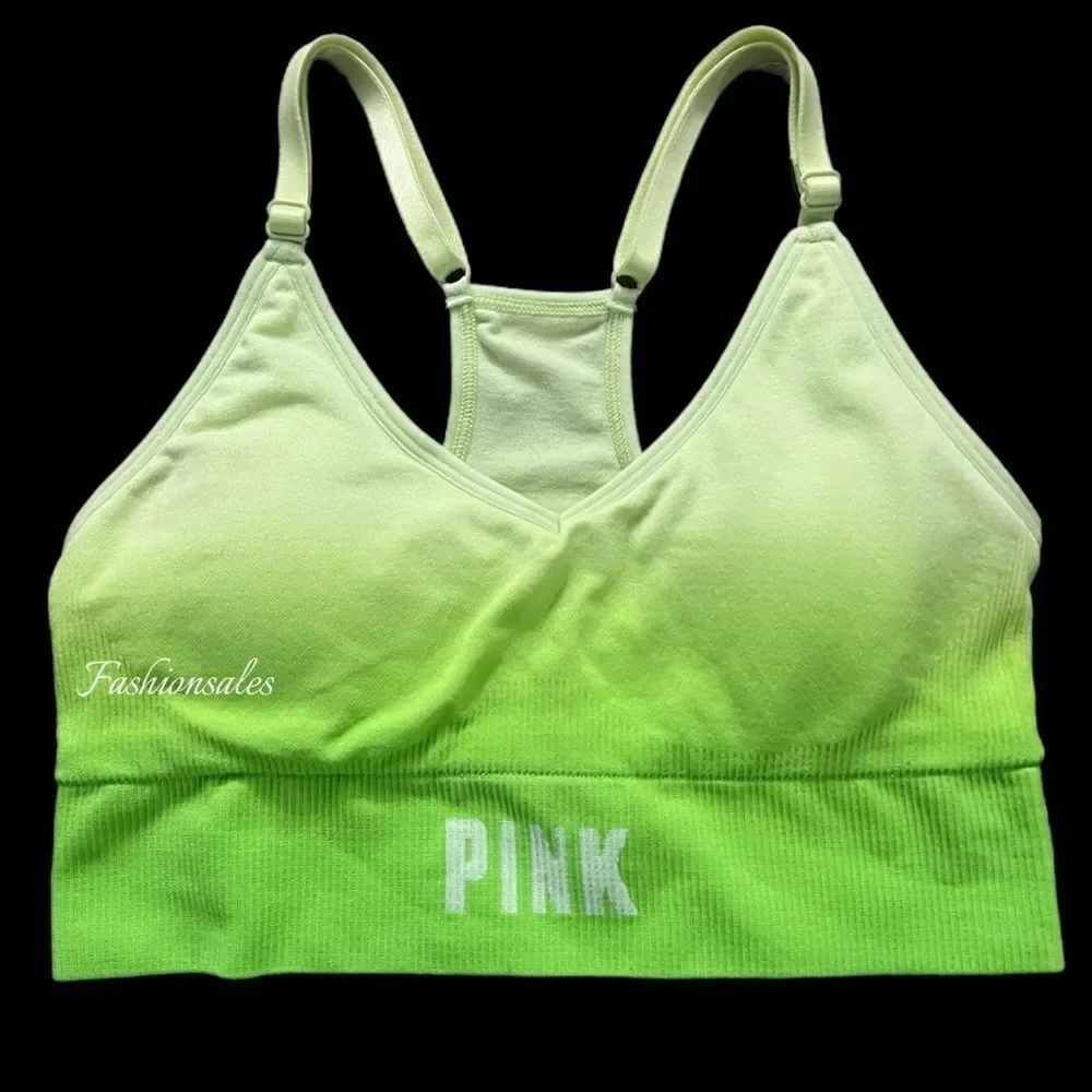 Victorias Secret Pink Active Seamless lightly Lined Gym Yoga Sports bra Green XS